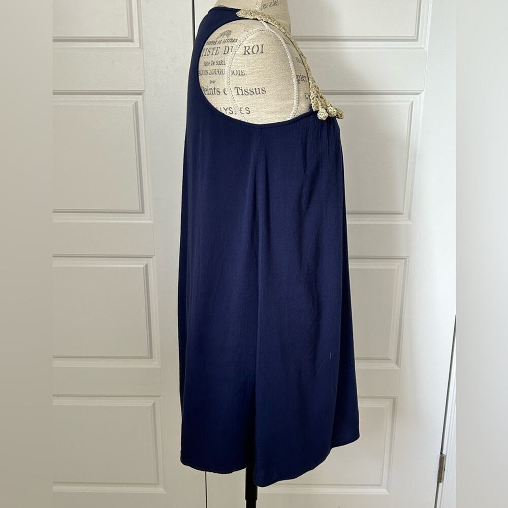 Lilly Pulitzer navy blue gold crochet rachelle mini dress high neck size small - Picture 6 of 10